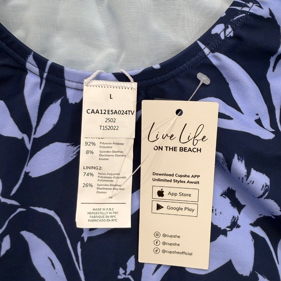 NWT Cupshe Tummy Contouring One-piece Swimsuit Size L - Picture 4 of 6